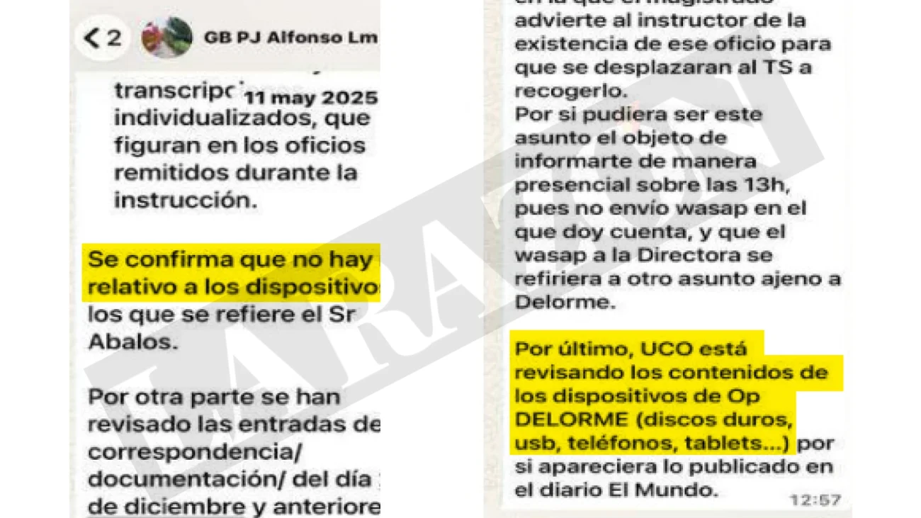El DAO de la Guardia Civil entrega wasaps para defender que era «una obligación» investigar la filtración de los mensajes de Ábalos con Sánchez