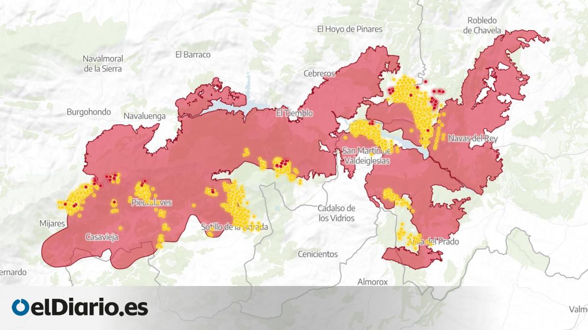 MAPA | El incendio de Madrid y Ávila evoluciona «sin reproducciones» antes de la ola de calor: no hay puntos calientes en las últimas 24 horas