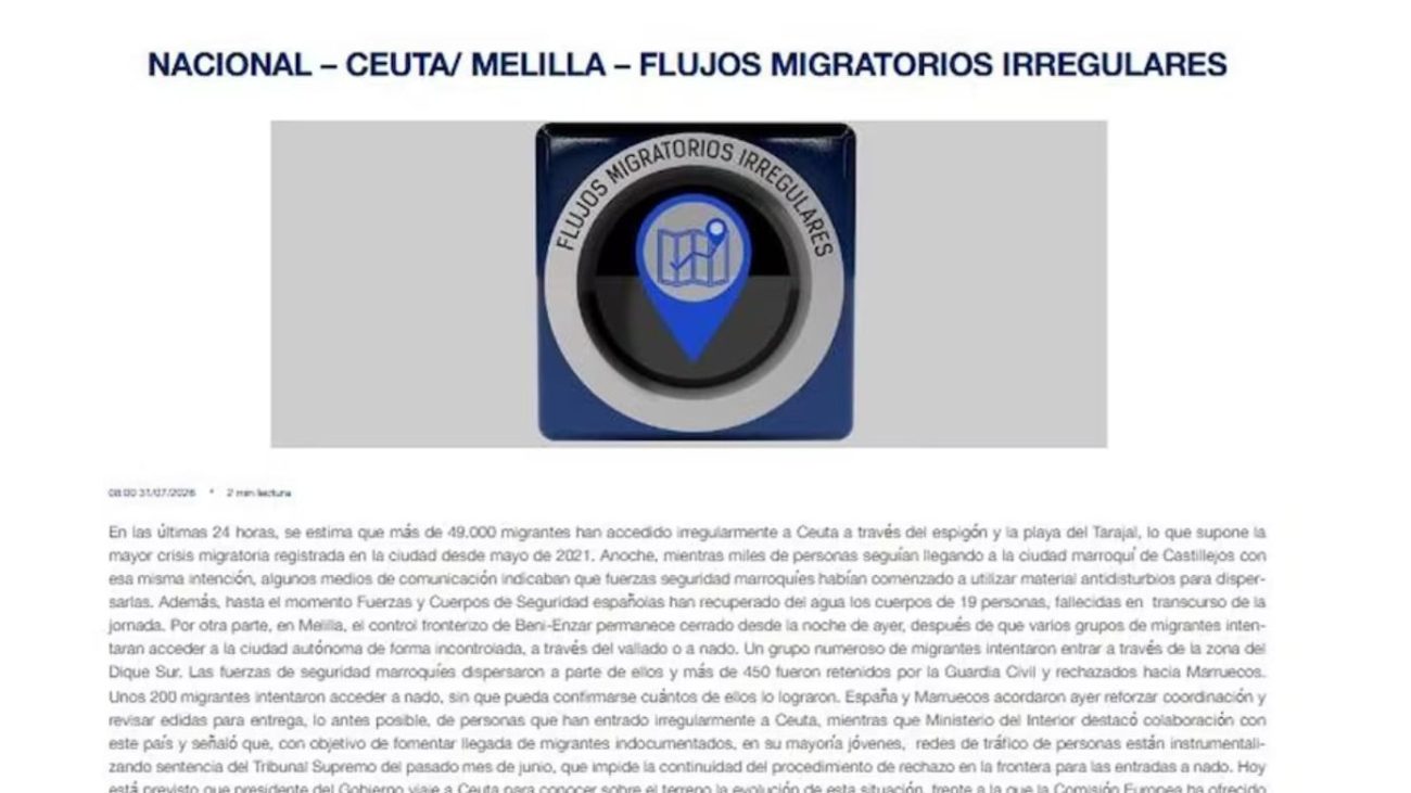 La funcionaria que informó del número de inmigrantes que habían entrado, única cesada por la crisis de Ceuta