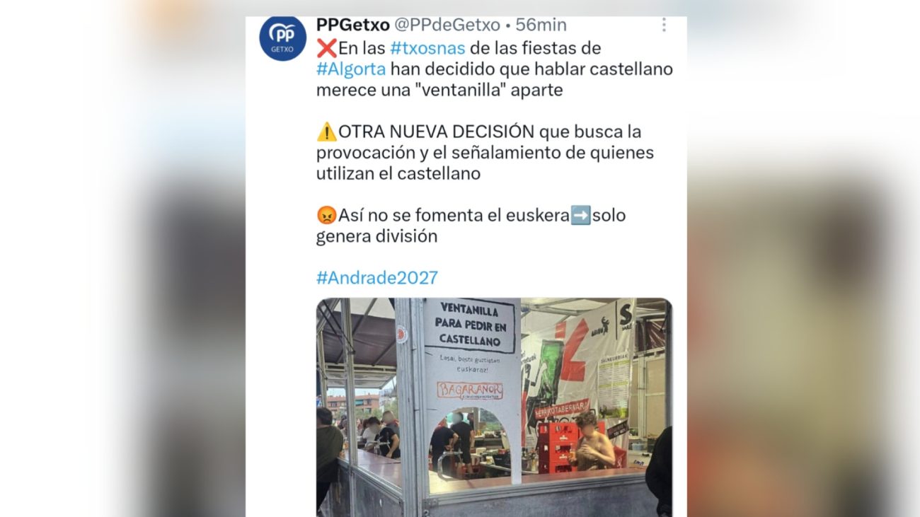 Polémica en unas fiestas del País Vasco por relegar en las ‘txosnas’ a una ventanilla aparte a quienes pidan su consumición en castellano – COPE