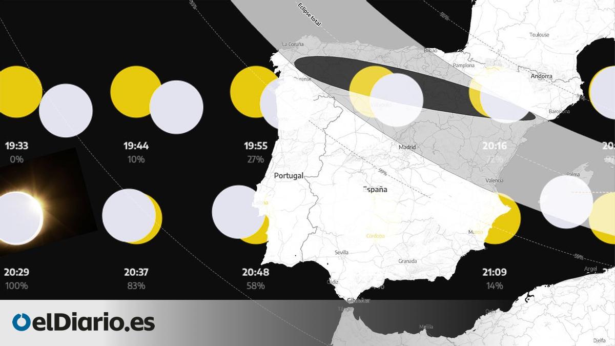 MAPA | Dónde ver el eclipse solar del 12 de agosto: recorrido y visibilidad en cada municipio, minuto a minuto