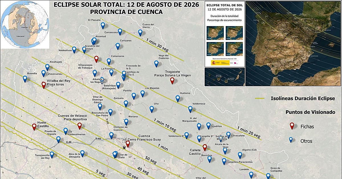 Los 26 puntos oficiales para ver el eclipse en Castilla-La Mancha esperan a más de 60.000 personas – ABC