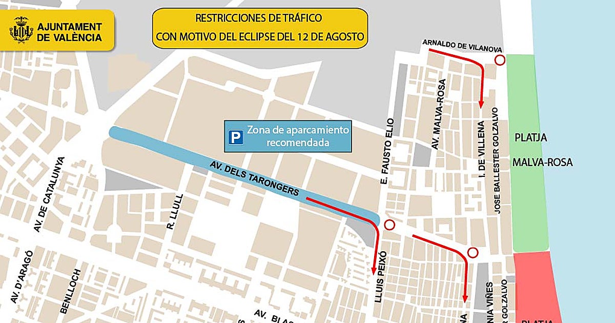 Cortes de tráfico en Valencia por el eclipse solar el miércoles 12 de agosto – ABC